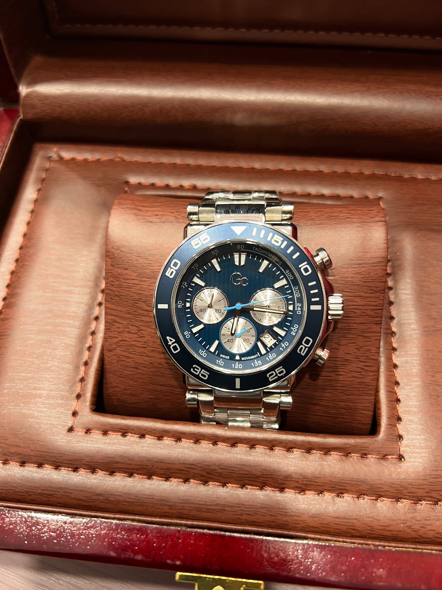 Men Blue Round Analog Chronograph Watch